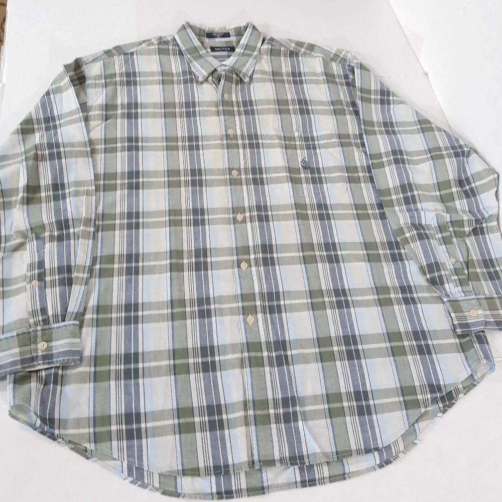 Vintage Nautica Long Sleeve Plaid Print Shirt Runs Big - Picture 4 of 7